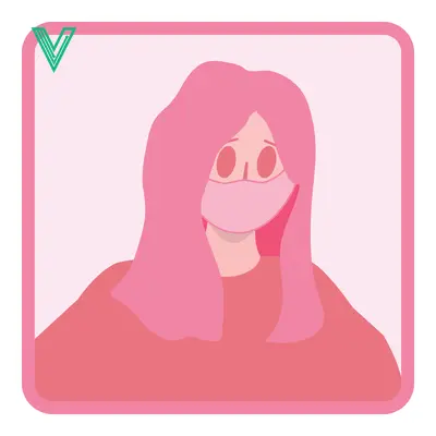 Minimalist Illustration of a Person Wearing a Pink Face Mask