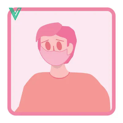 Illustration of a person wearing a pink face mask symbolizing health and protection