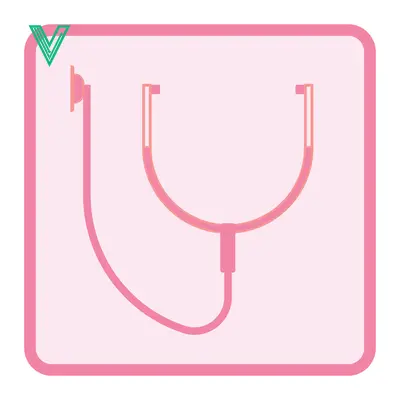 Pink Stethoscope Icon on a Light Pink Square Background