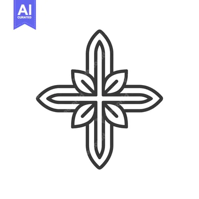 Premium design asset: Abstract Cross with Four Leaf-like Shapes