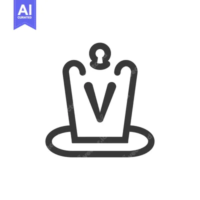 Abstract Crown Symbol with Letter V Inside and a Keyhole on Top