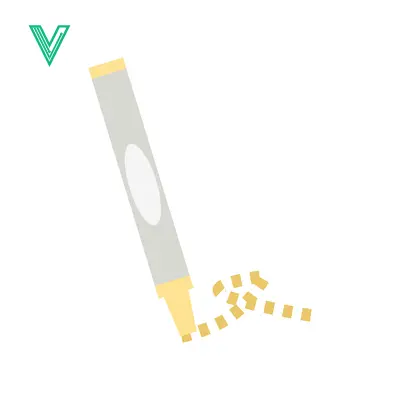 Minimalist illustration of a yellow highlighter pen with scattered marks