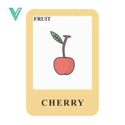 A simple illustration of a cherry on a flashcard for learning