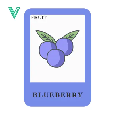 Illustration of a blueberry fruit card for educational purposes