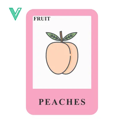 Cute Peach Fruit Flashcard for Kids Learning