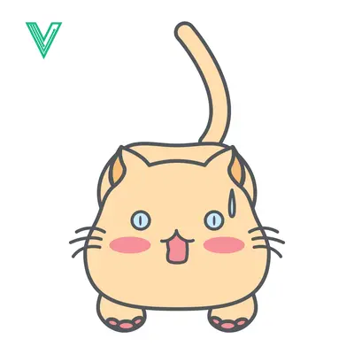 Cute Cartoon Cat with Big Eyes and Blush Cheeks