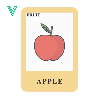 Red Apple Fruit Educational Flashcard for Kids