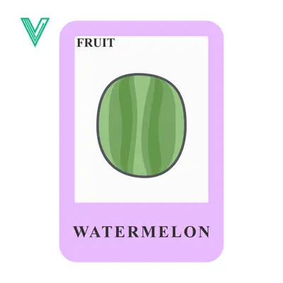 Illustration of a Watermelon Fruit Flashcard for Education