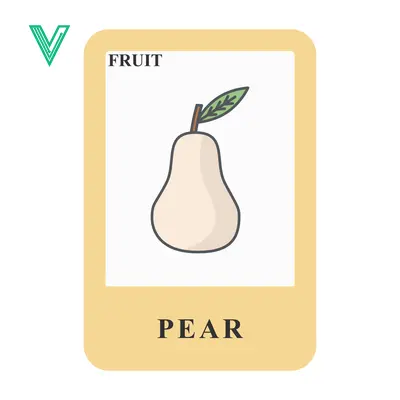 Illustration of a Pear Fruit on a Flashcard
