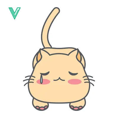Sad Cartoon Cat with Tear Droplet