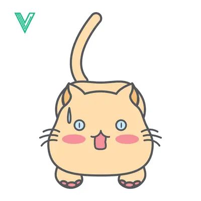 Cute Cartoon Cat with Blushing Cheeks and Wide Eyes