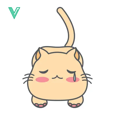 Sad Cat Crying Tears of Sadness Kawaii Cartoon Illustration