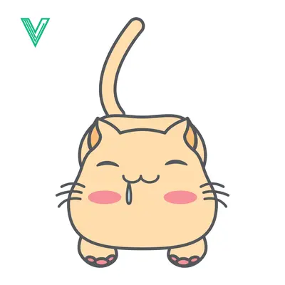 Cute cartoon cat with closed eyes and pink cheeks