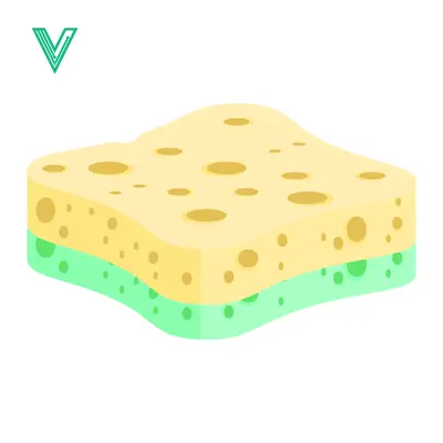 A two-tone kitchen sponge with a yellow top and green bottom perfect for cleaning tasks