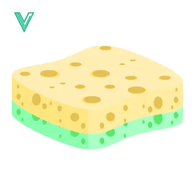 Yellow and green sponge for cleaning dishes