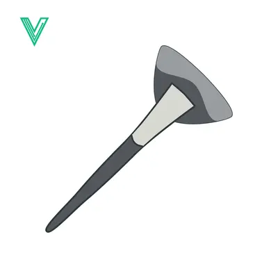 Stylized Illustration of a Makeup Brush with a Wide Applicator