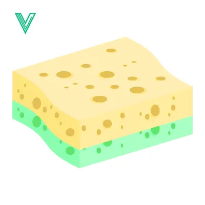Yellow and green cleaning sponge with holes