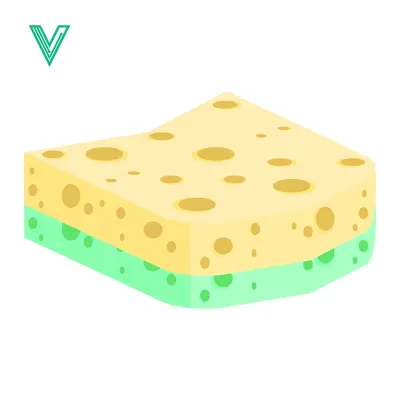 Yellow and green sponge for cleaning and washing dishes