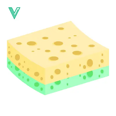 Two-tone kitchen sponge for cleaning dishes