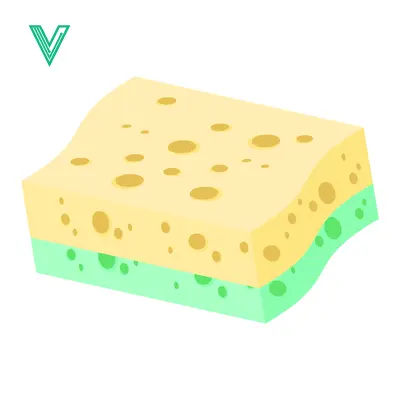 Yellow and green cleaning sponge with holes