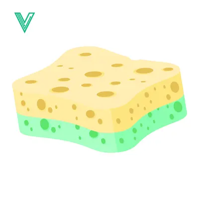Yellow and green cleaning sponge with holes