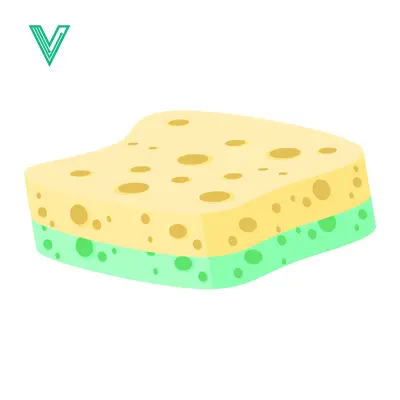 Yellow and Green Two-Layered Sponge for Cleaning