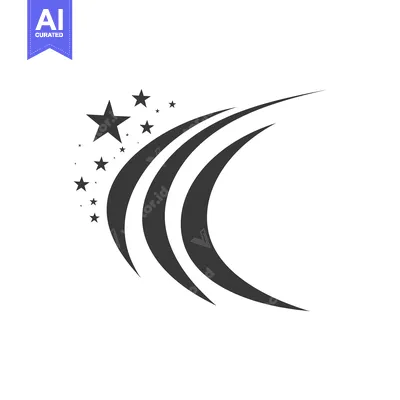 Abstract Design of a Shooting Star with Three Curved Lines and Scatter