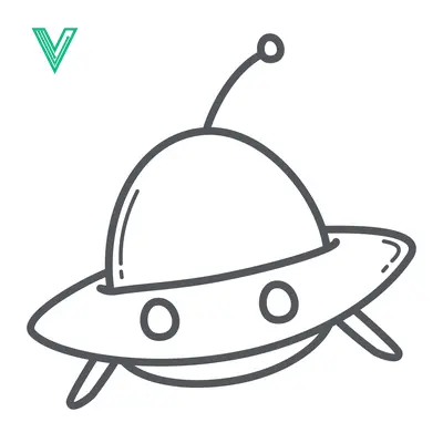 Cute cartoon UFO flying saucer with antenna and windows