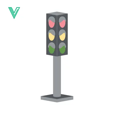 Traffic Light Signal with Red and Yellow Lights Illuminated