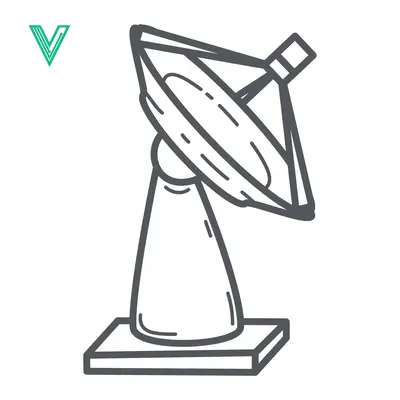 Hand-drawn illustration of a satellite dish on a stand