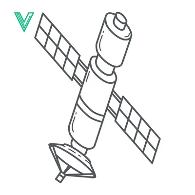 Hand-drawn illustration of a satellite in space with solar panels extended