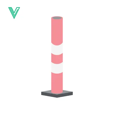 Pink and white striped traffic cone on a white background