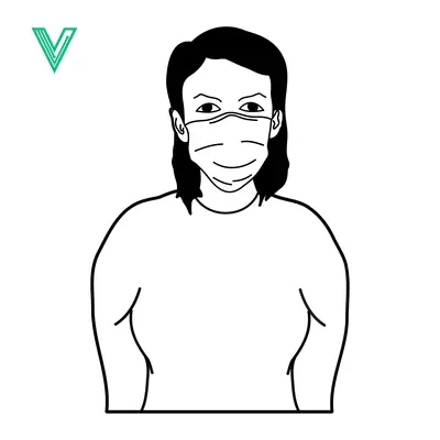 Person wearing a protective face mask for health and safety