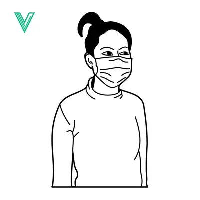 Minimalist Line Art of a Person Wearing a Face Mask