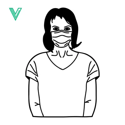 Illustration of a person wearing a protective face mask