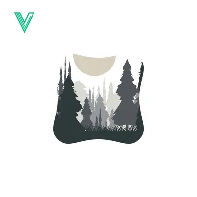 Minimalist Forest Silhouette with Sun and Grass