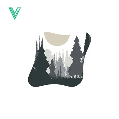 Premium design asset: Minimalist Forest Landscape Silhouette with Sun