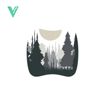 Aset premium populer: Minimalist Forest Landscape Silhouette with Sun