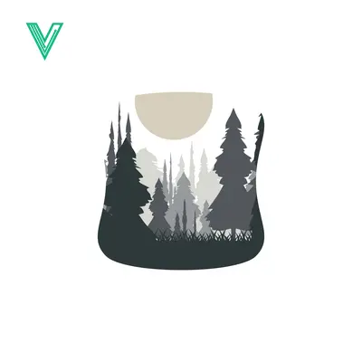 Aset premium populer: Minimalist Forest Landscape Silhouette with Moon