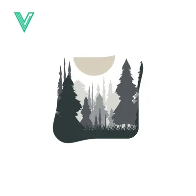 Minimalist Forest Landscape with Sun Silhouette