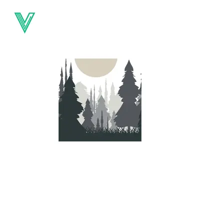 Minimalist Forest Landscape with Moon Silhouette