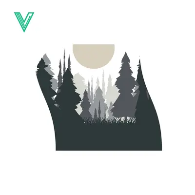 Minimalist Forest Landscape with Moon Silhouette