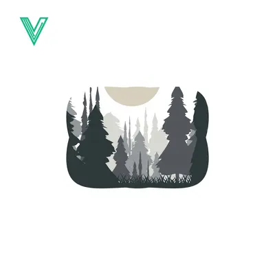Minimalist Forest Landscape Silhouette with Sun