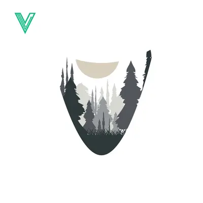 Minimalist Forest Landscape with Sun Silhouette