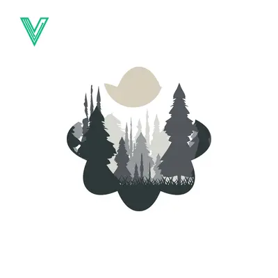 Minimalist Forest Silhouette with Moon