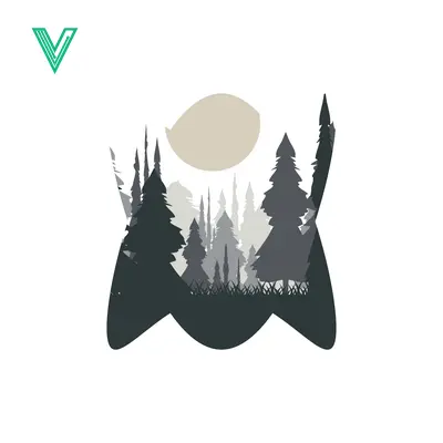Minimalist Forest Landscape with Moon Silhouette