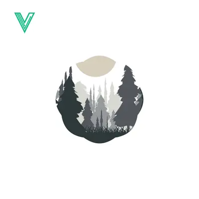 Minimalist Forest Landscape Silhouette with Sun
