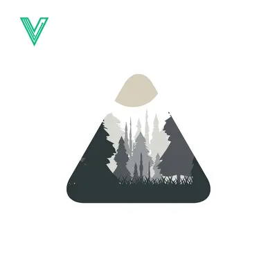 Minimalist Triangle Forest Landscape with Sun Silhouette