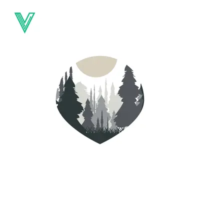 Heart Shaped Forest Landscape with Sun Silhouette