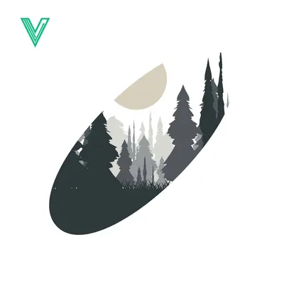 Minimalist Forest Landscape with Moon Silhouette